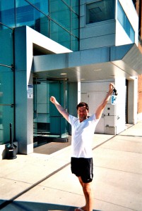 At the dock. Intelligent people would start worrying now. Luckily we didn't.