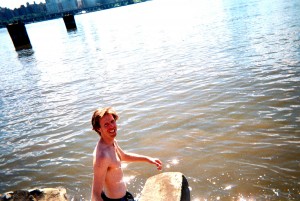 Entering the water, about to feel the *weird* riverbed underfoot