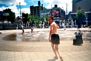 Geek about to rinse off