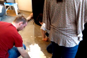 Fifth Avenue display being installed