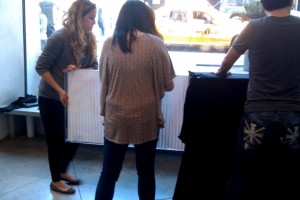 Fifth Avenue display being installed