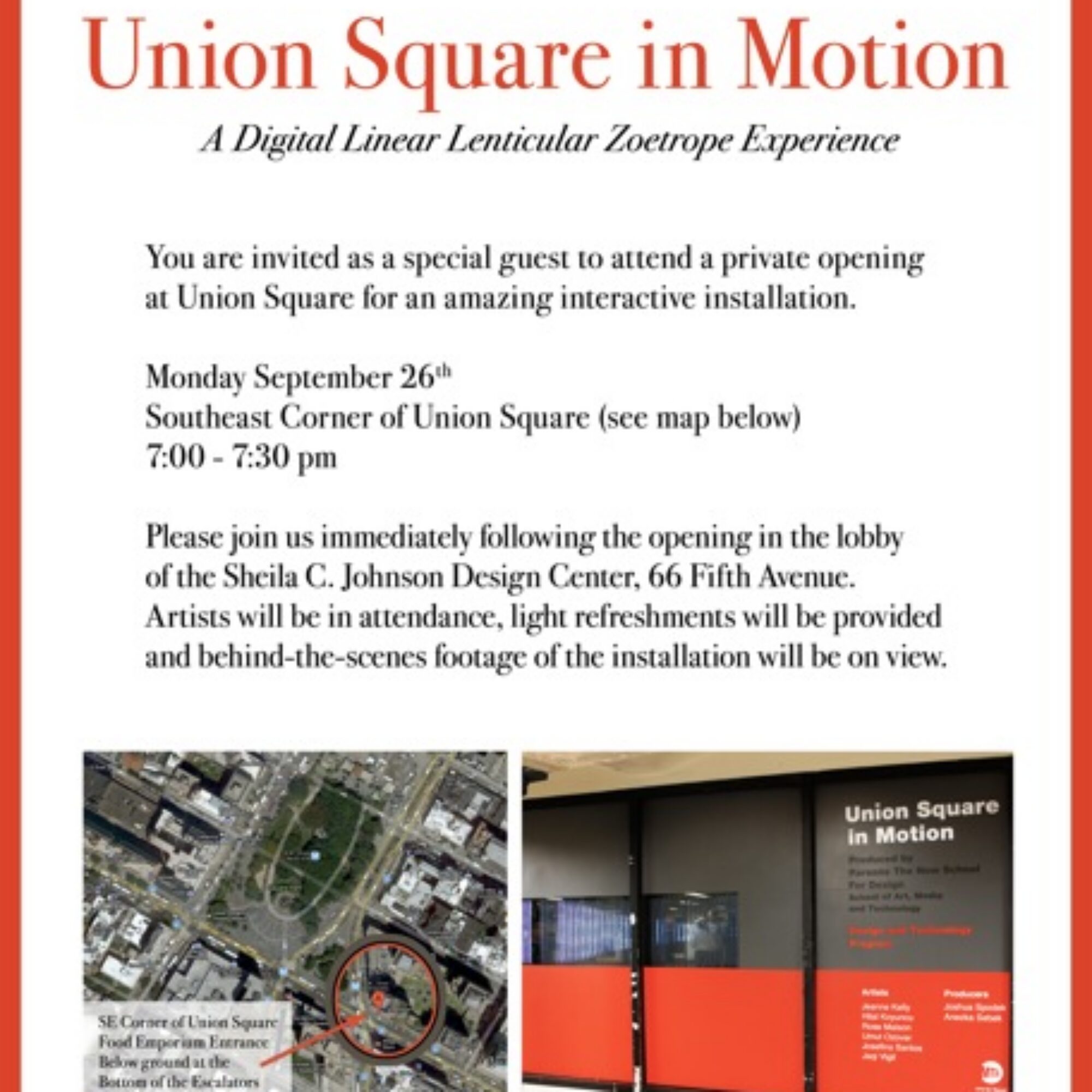 Union Square in Motion opening Monday 7pm