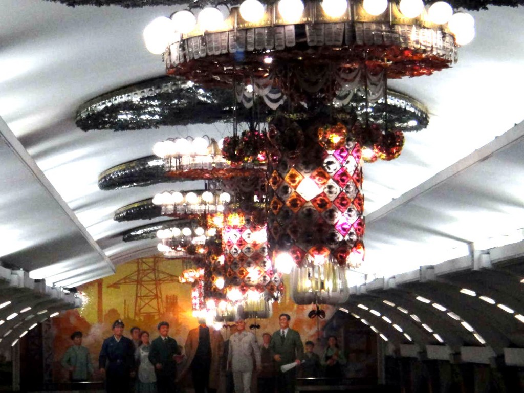 Pyongyang subway chandelier