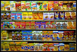 Supermarket cereal aisle