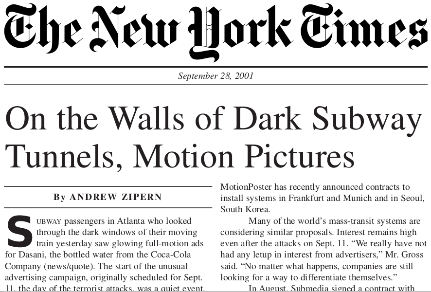 New York Times reports on Submedia's launch