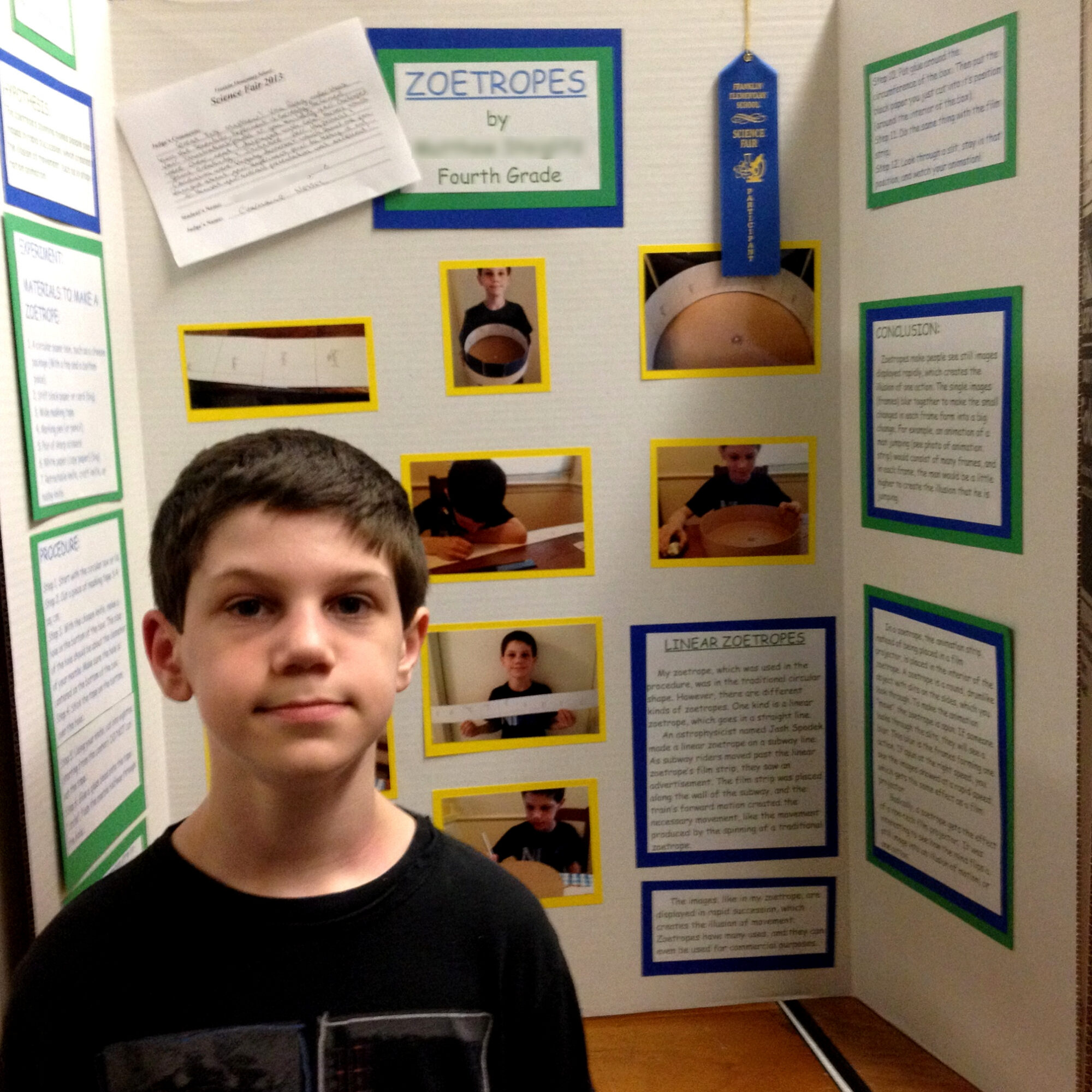Zoetropes in a fourth grade science fair