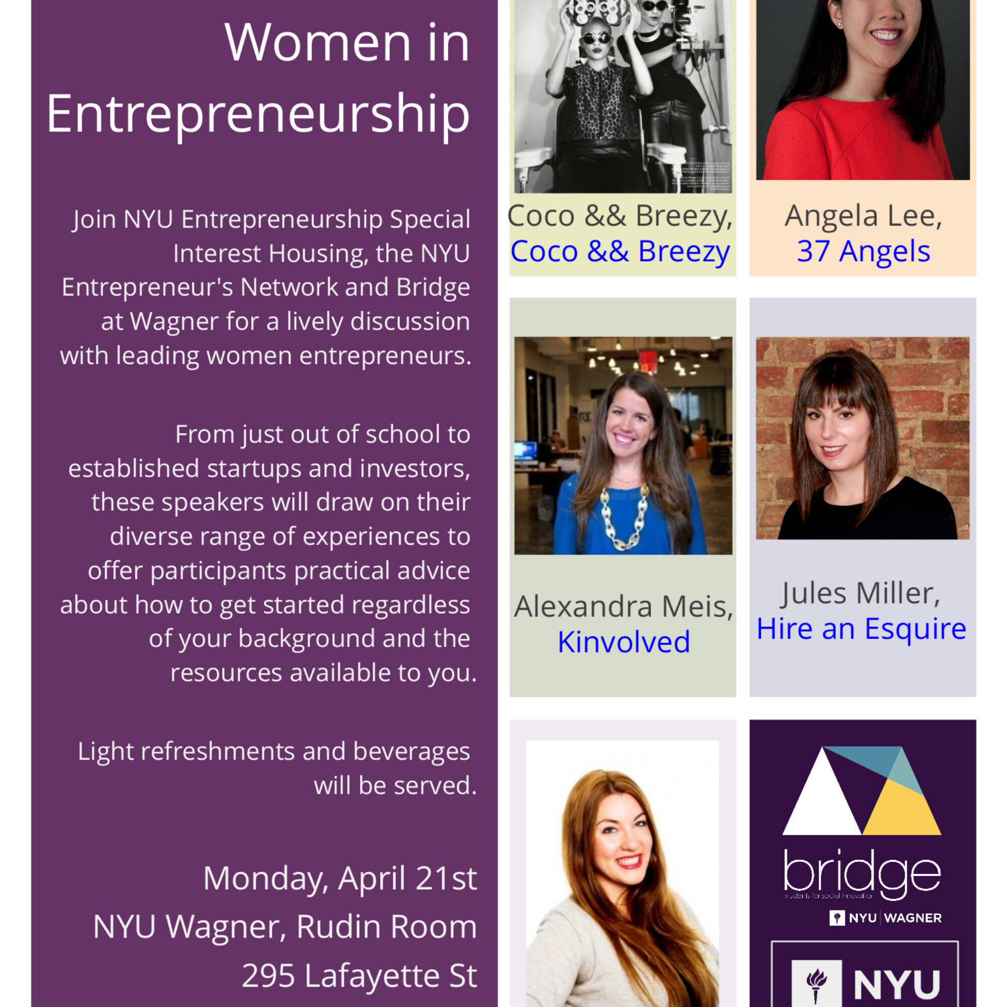 See an NYU panel on Women in Entrepreneurship April 21!