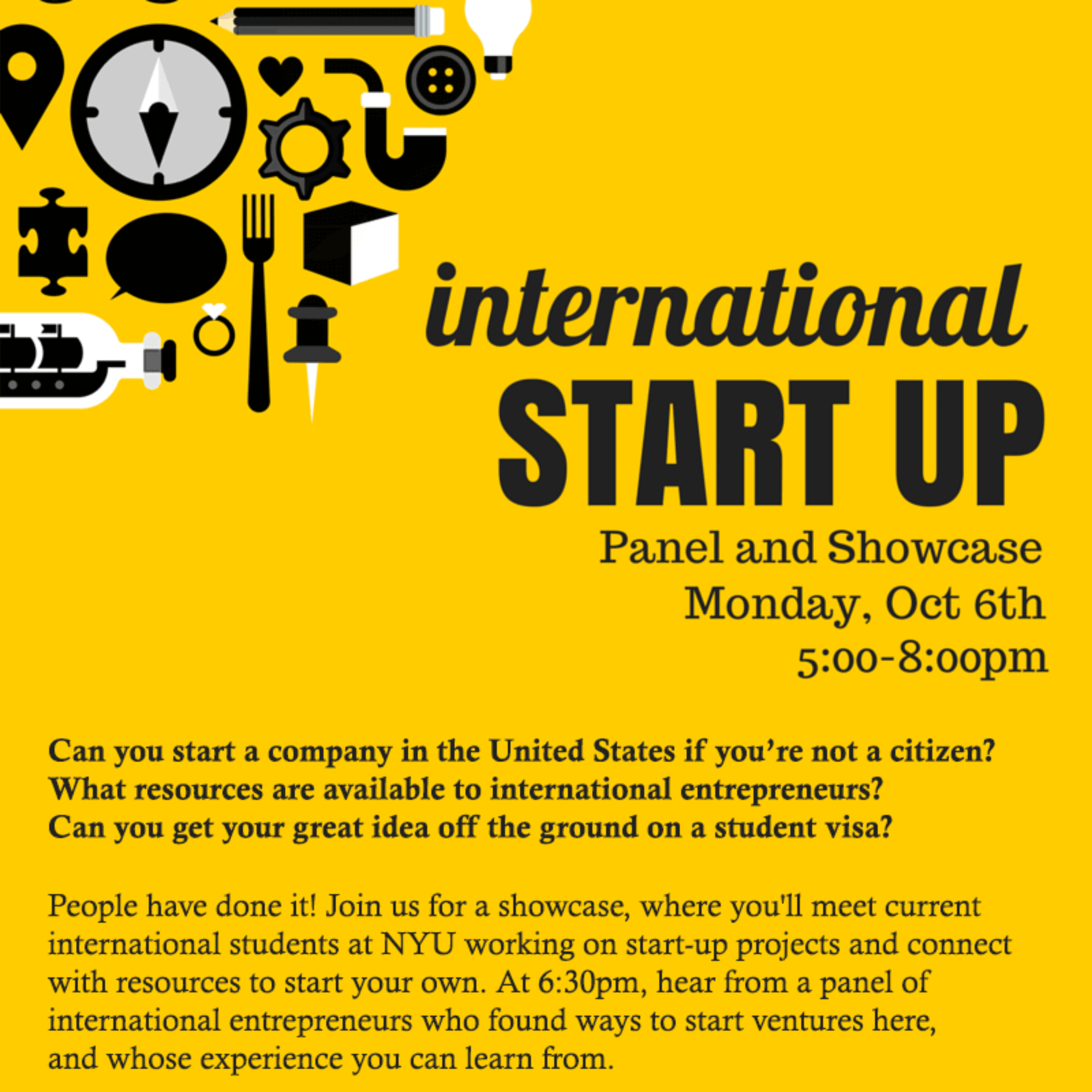 Reminder: International Entrepreneurship Panel, October 6 at NYU