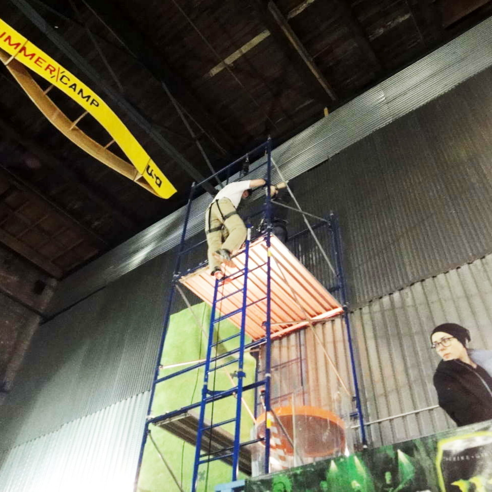 Rappelling down a three-story wall!