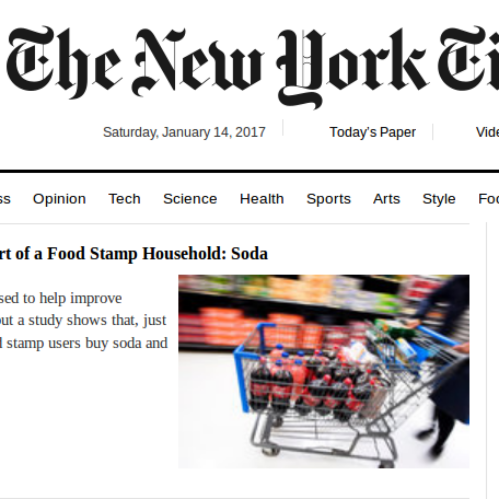 New York Times front page normalizes what makes people fat