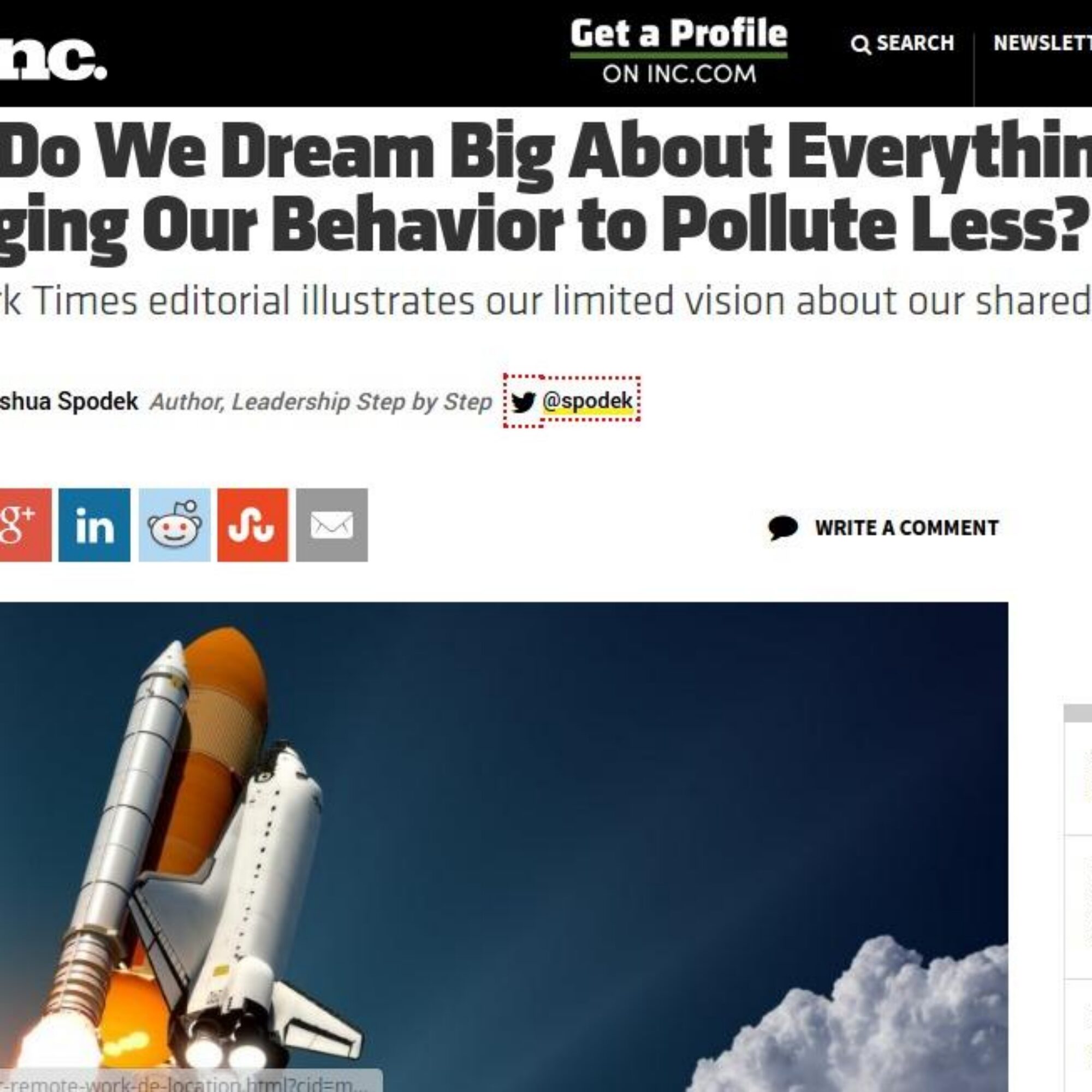 Why Do We Dream Big About Everything Except Changing Our Behavior to Pollute Less?