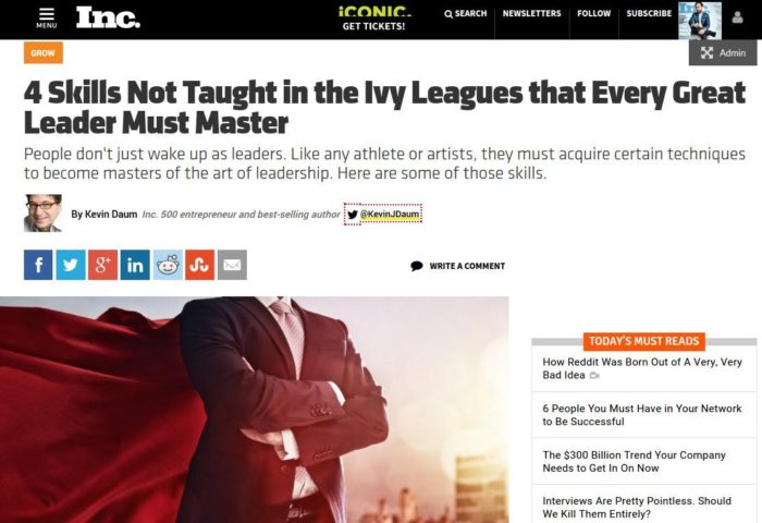 Inc.: 4 Skills Not Taught in the Ivy Leagues that Every Great Leader Must Master