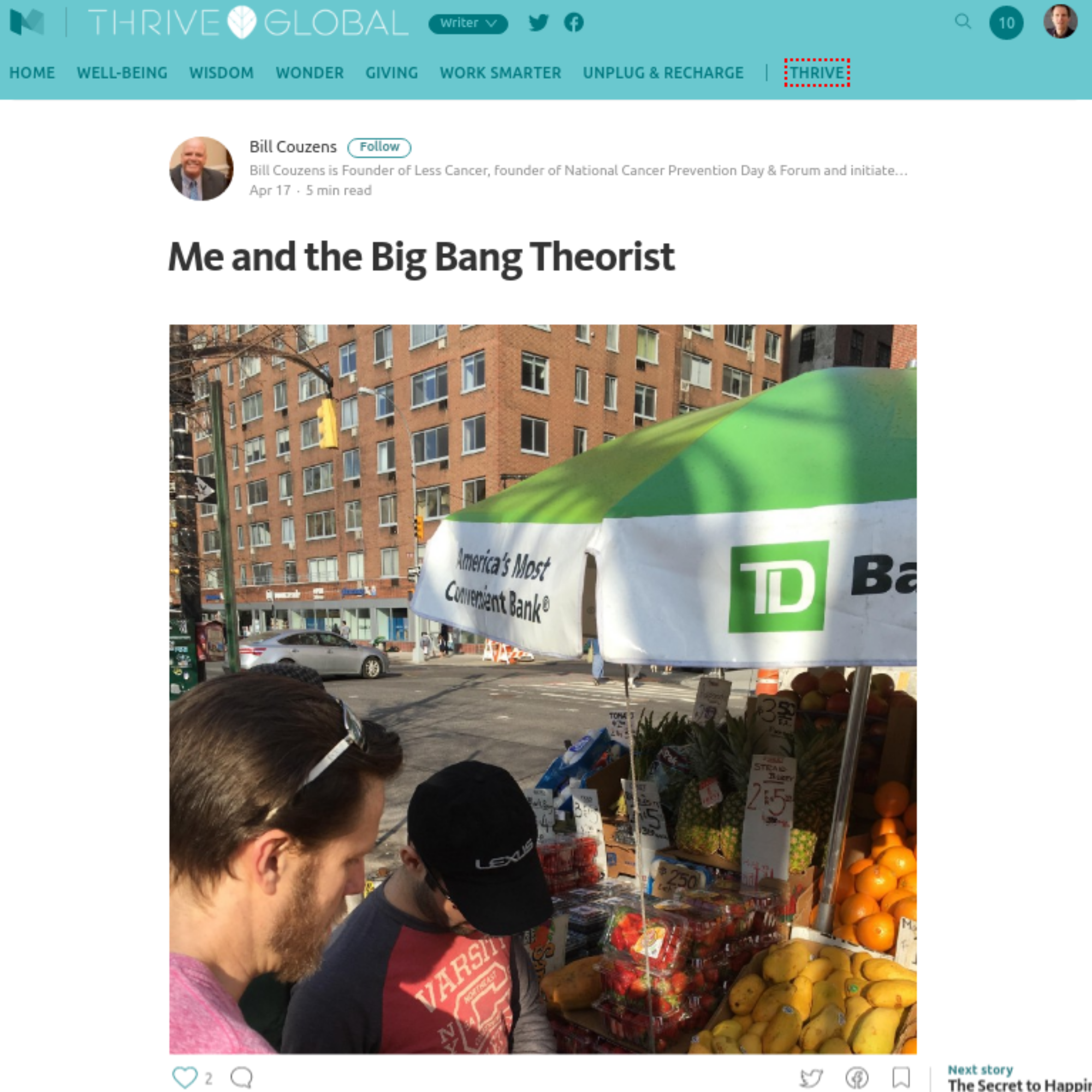 “Me and the Big Bang Theorist”: Less Cancer Founder Bill Couzens writes about meeting me