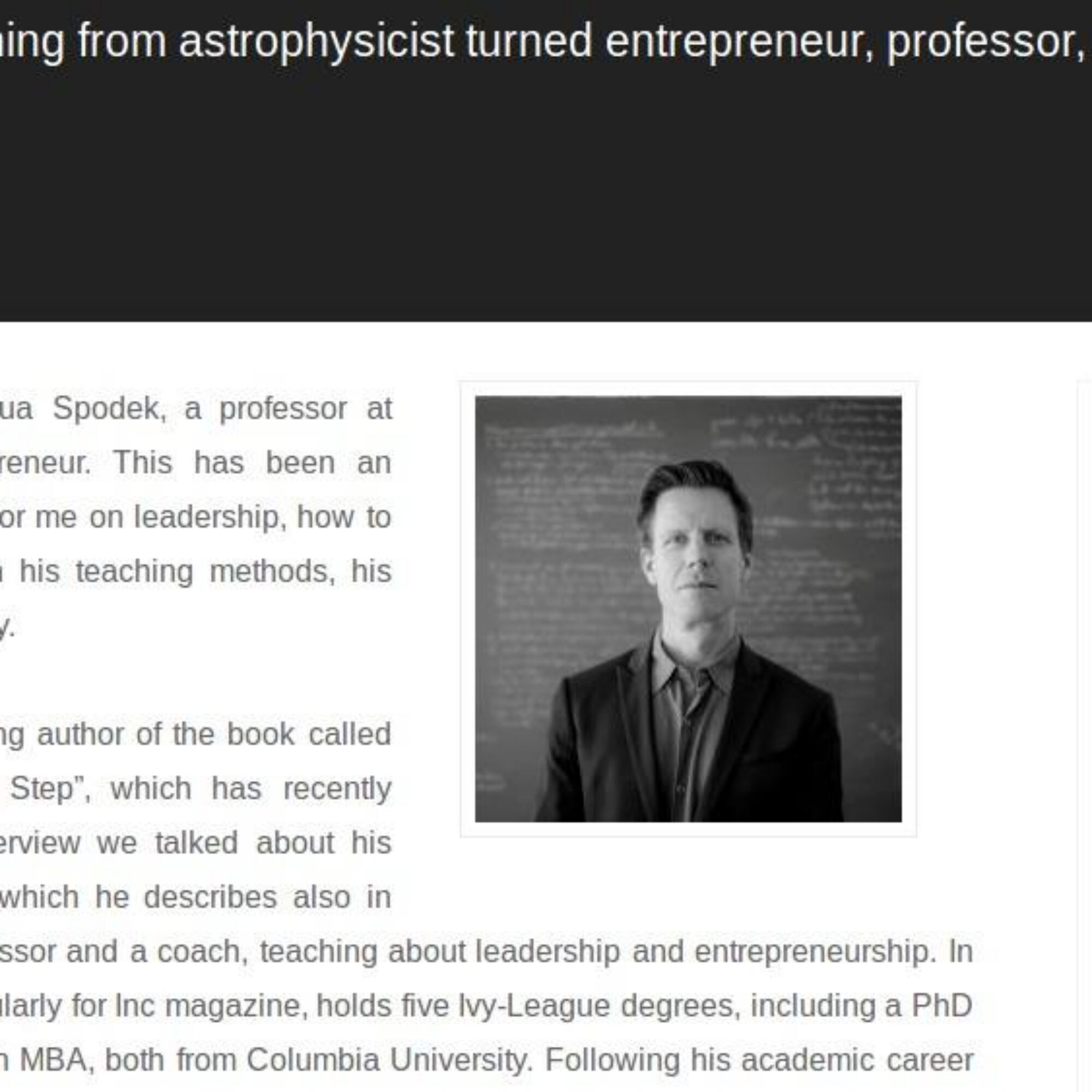 The Hardware Entrepreneur Interview: Effective project-based learning from astrophysicist turned entrepreneur, professor, with Joshua Spodek