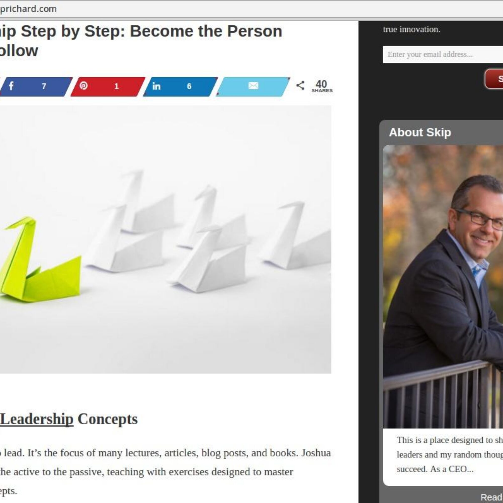 Mastering Leadership Concepts: My conversation with Skip Prichard on his blog