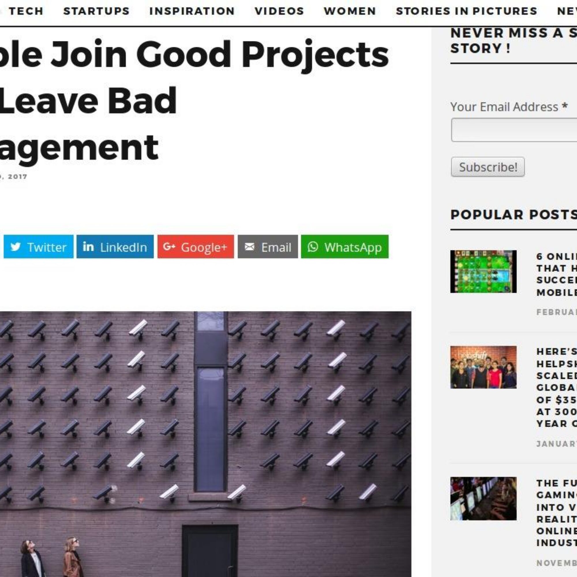 “People Join Good Projects and Leave Bad Management,” My Techstory guest post