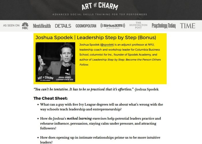 The Art Of Charm Joshua Spodek interview