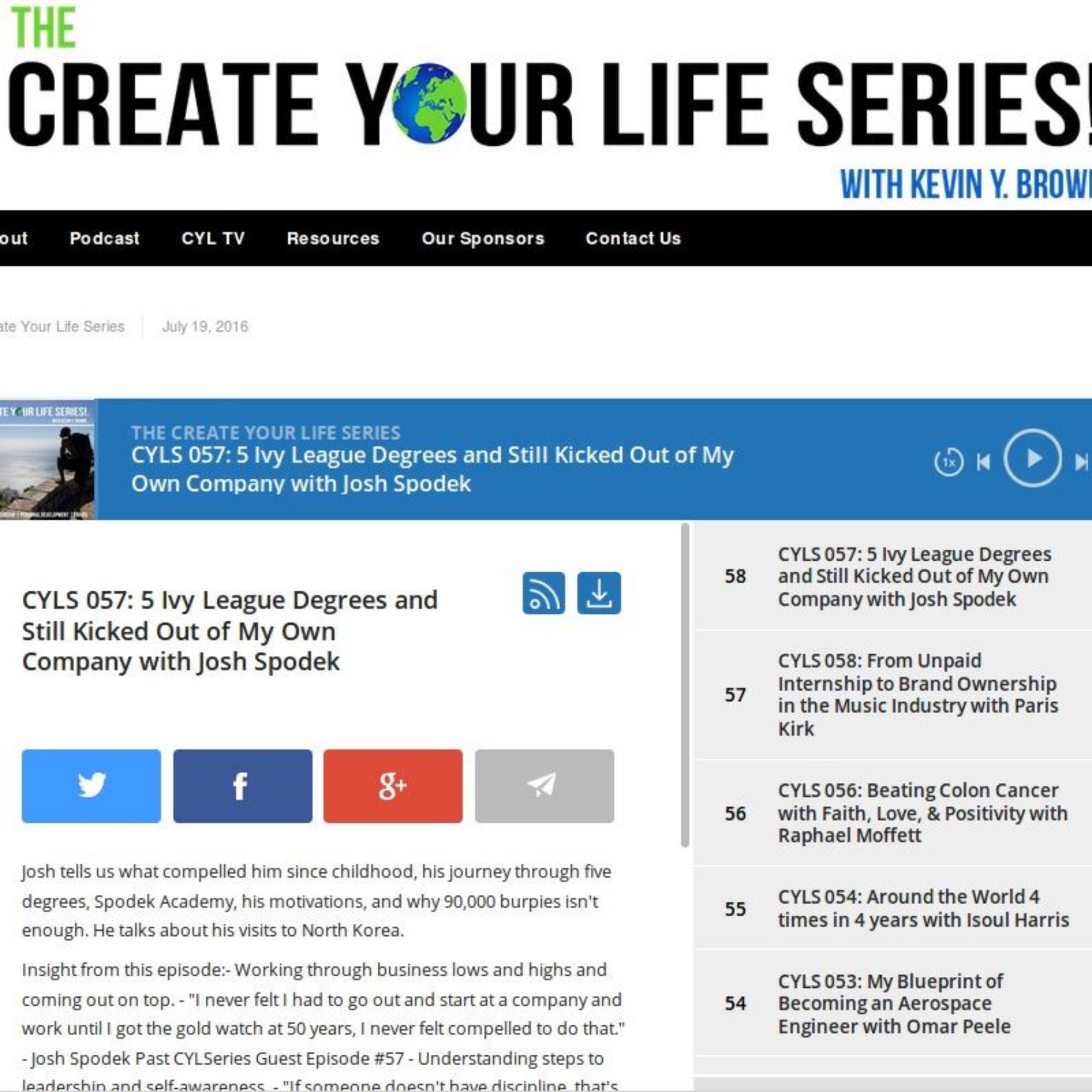 The Create Your Life radio interview with Kevin Brown