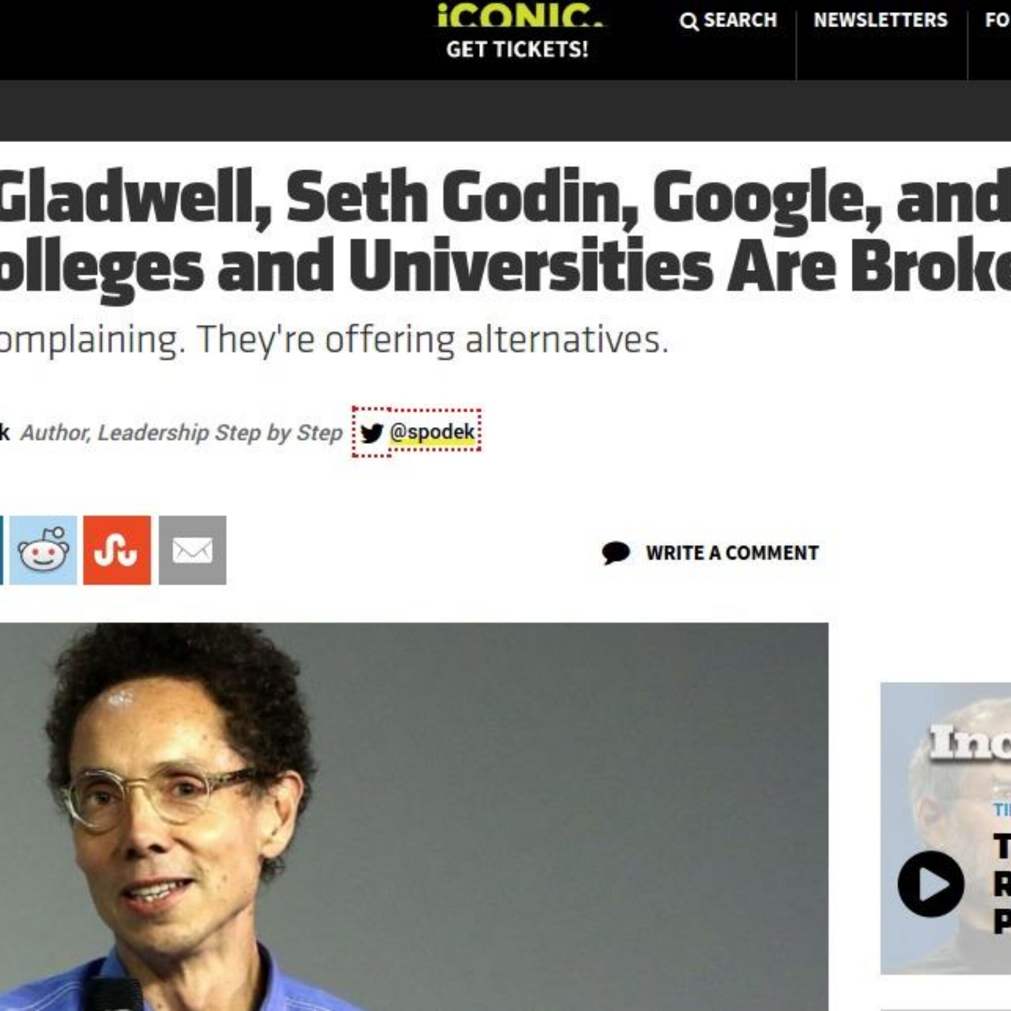 Malcolm Gladwell, Seth Godin, Google, and a Harvard Expert: Colleges and Universities Are Broken