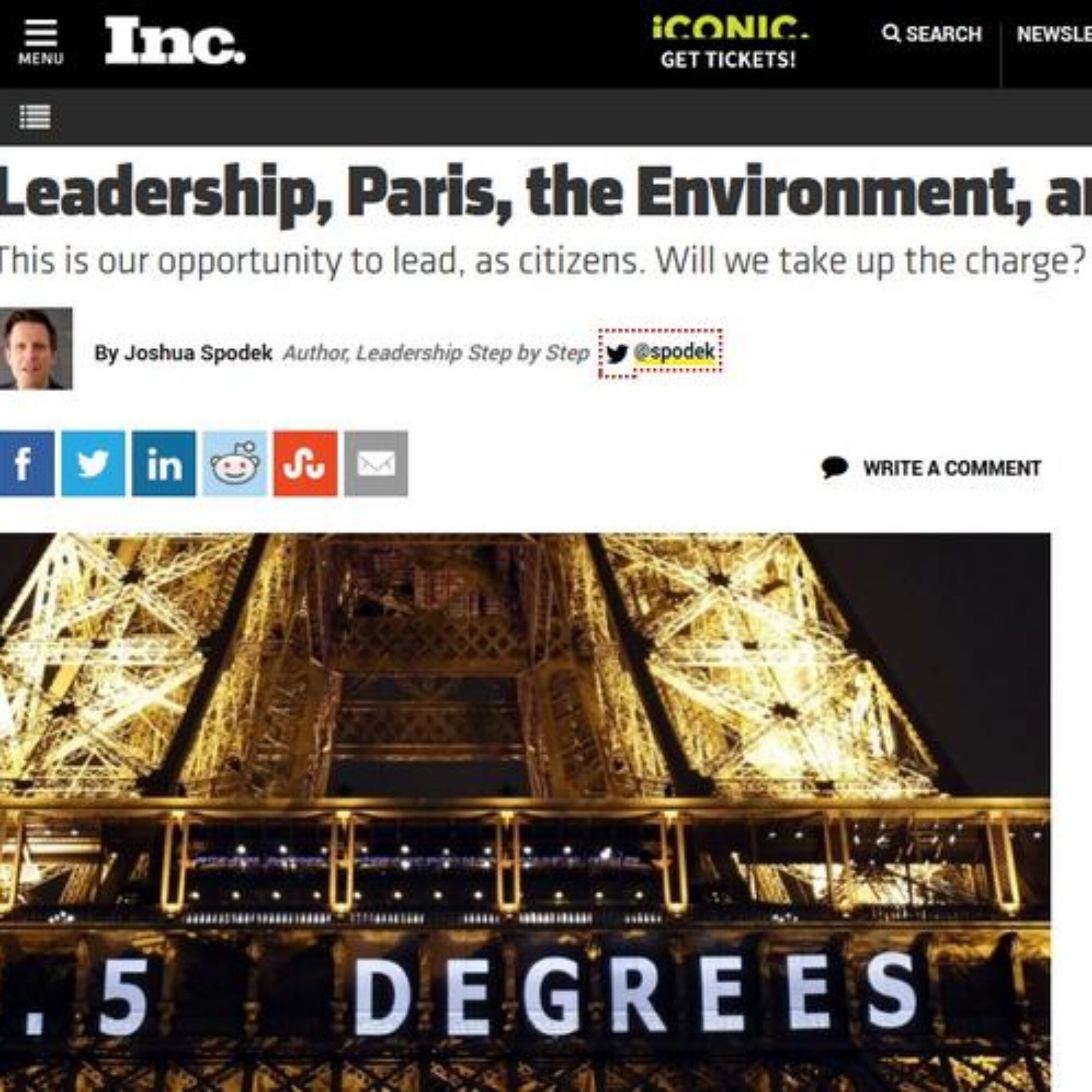 Leadership, Paris, the Environment, and You