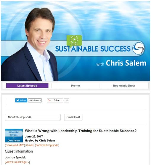 Chris Salem interviews Joshua Spodek on the Sustainable Success radio show