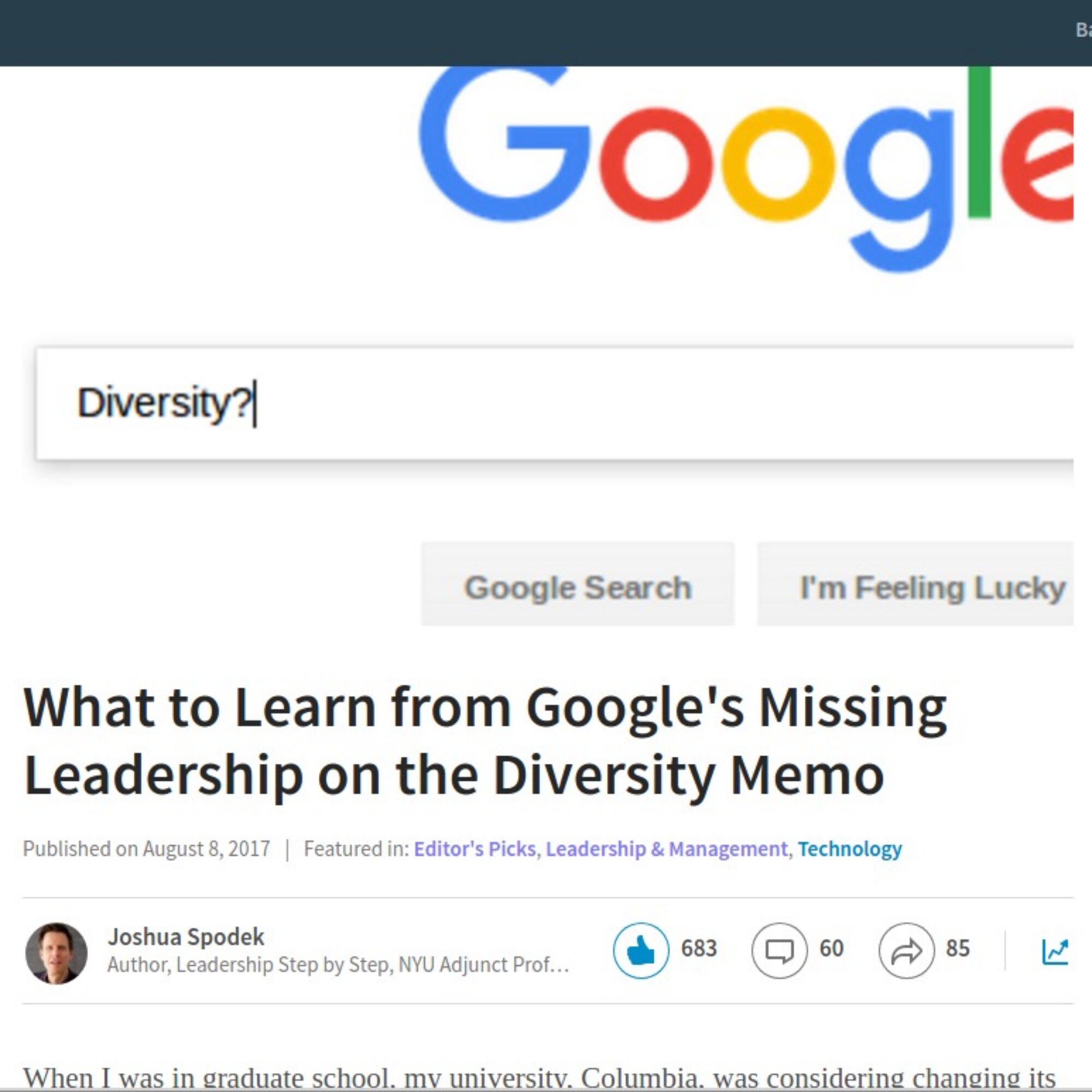What to Learn from Google’s Missing Leadership on the Diversity Memo