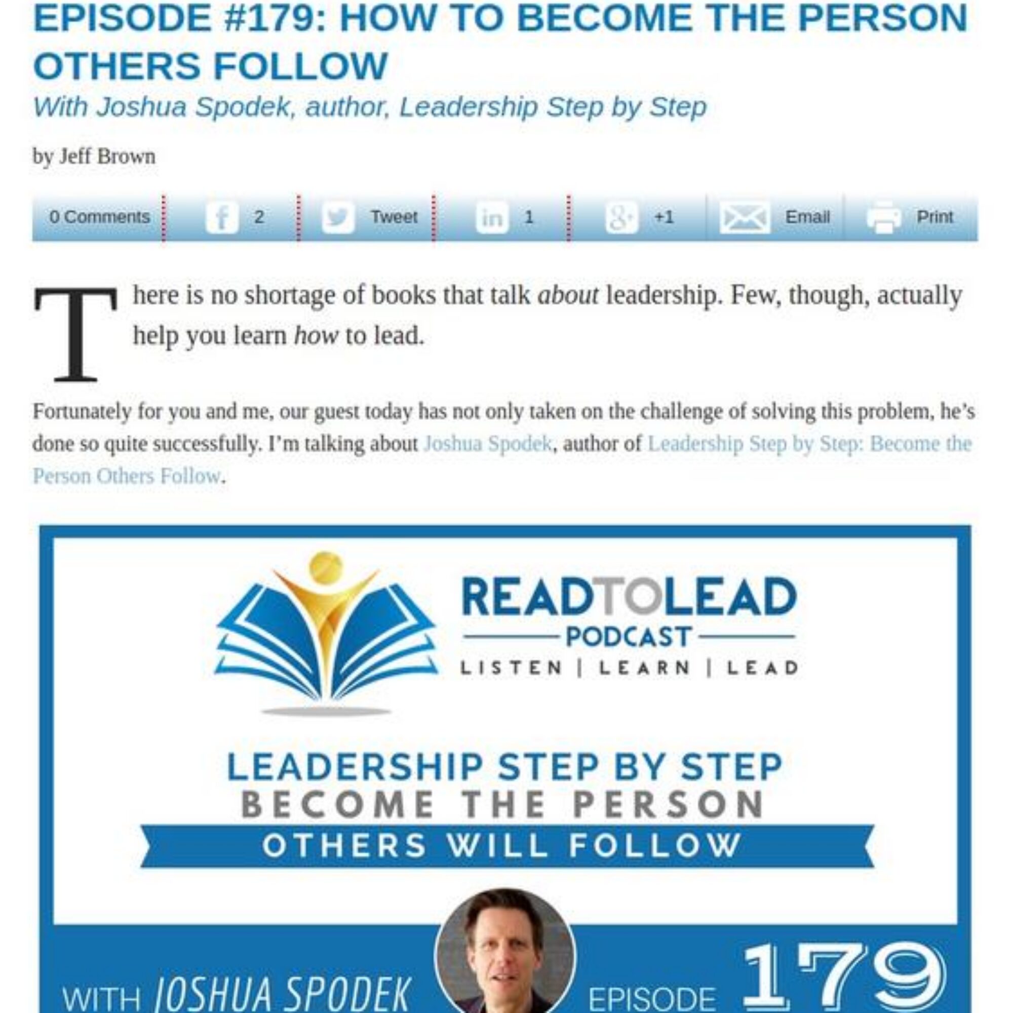 Read to Lead’s Jeff Brown’s interview on Leadership Step by Step
