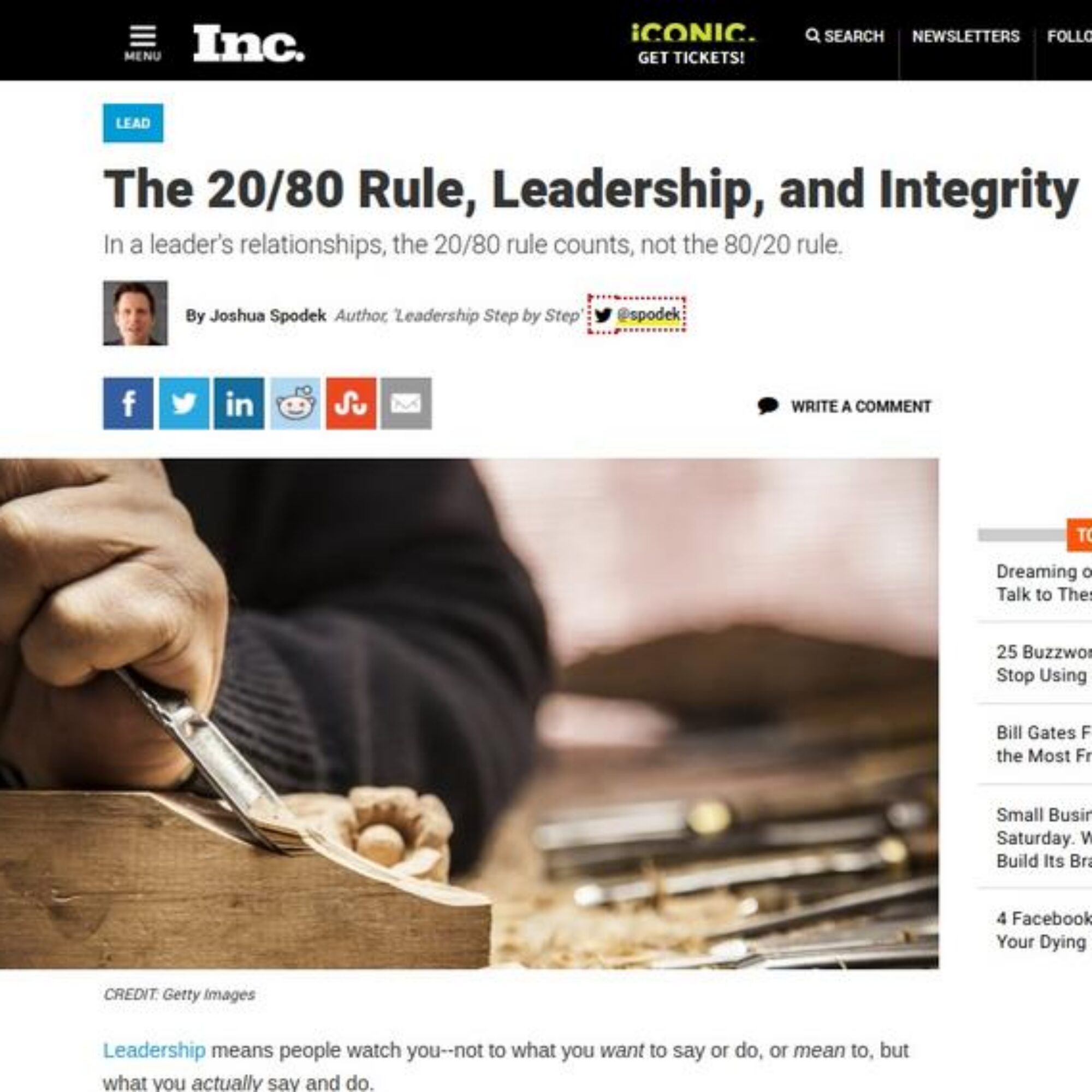 The 20/80 Rule, Leadership, and Integrity