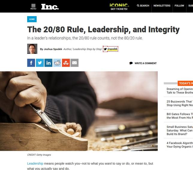 The 20/80 Rule, Leadership, and Integrity