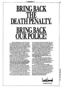 Trump Bring Back Death Penalty ad 1989