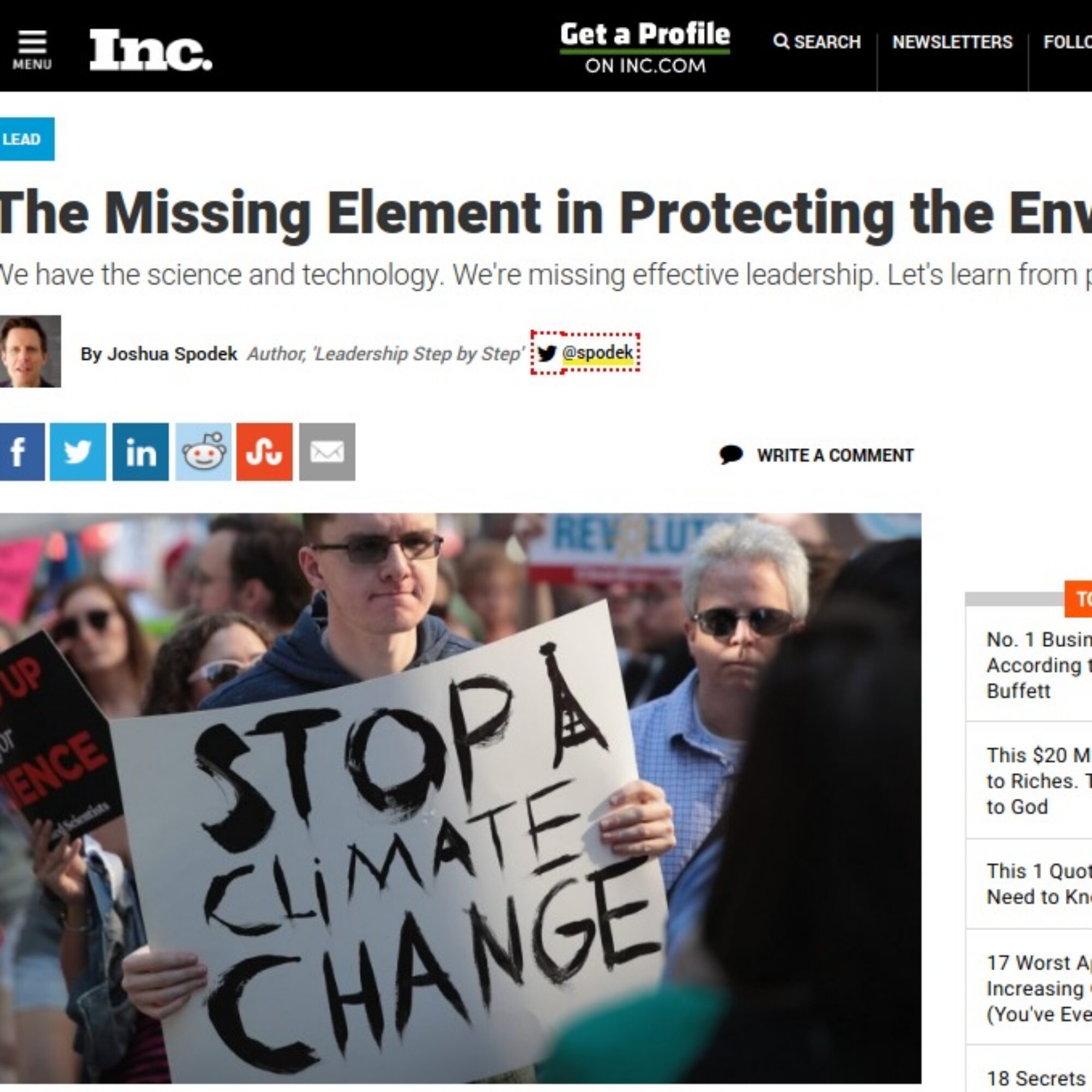 The Missing Element in Protecting the Environment (Inc.)