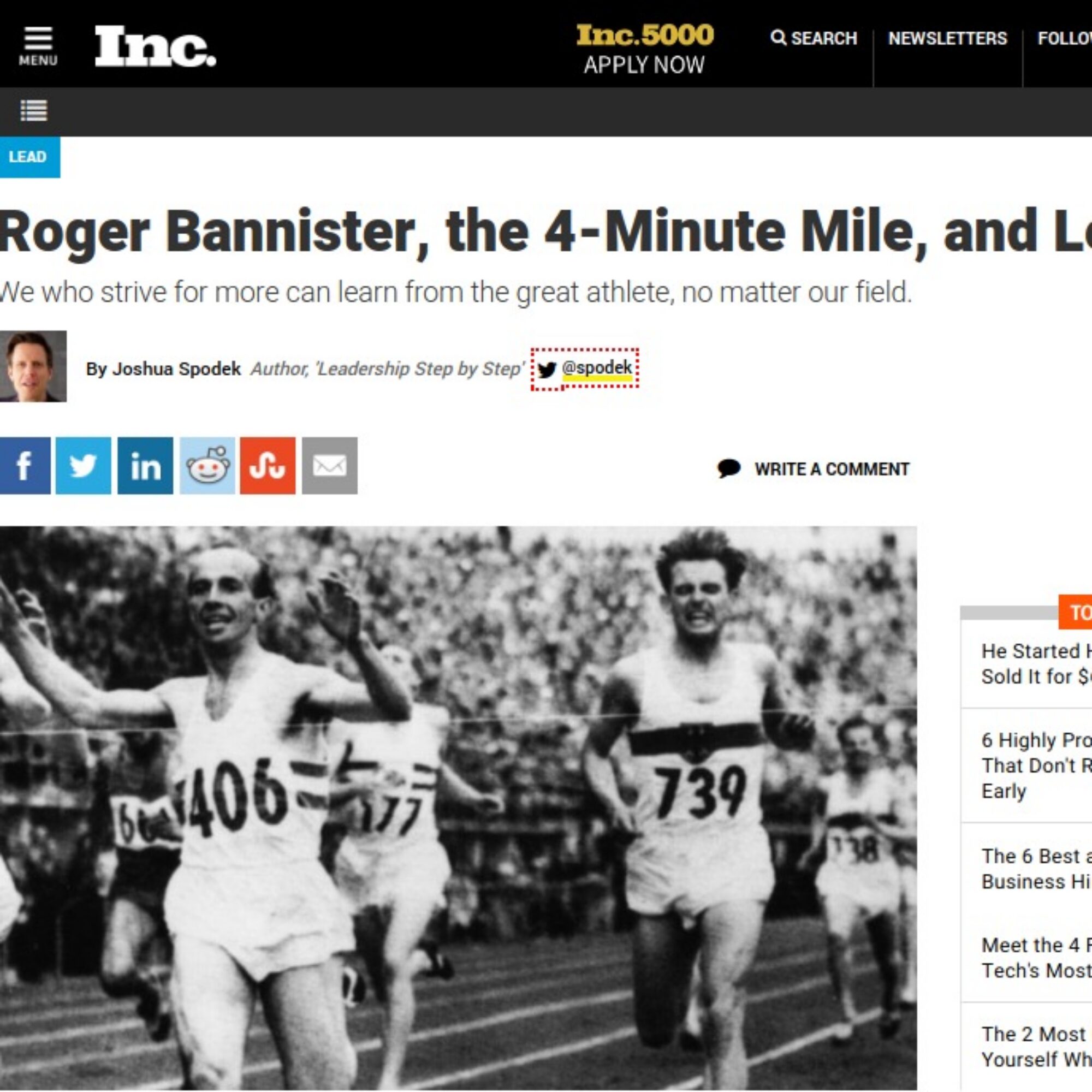 Roger Bannister, the 4-Minute Mile, and Leadership