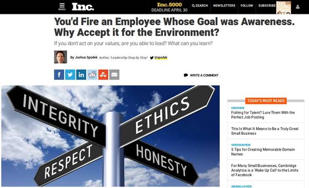  You'd Fire an Employee Whose Goal was Awareness. Why Accept it for the Environment?
