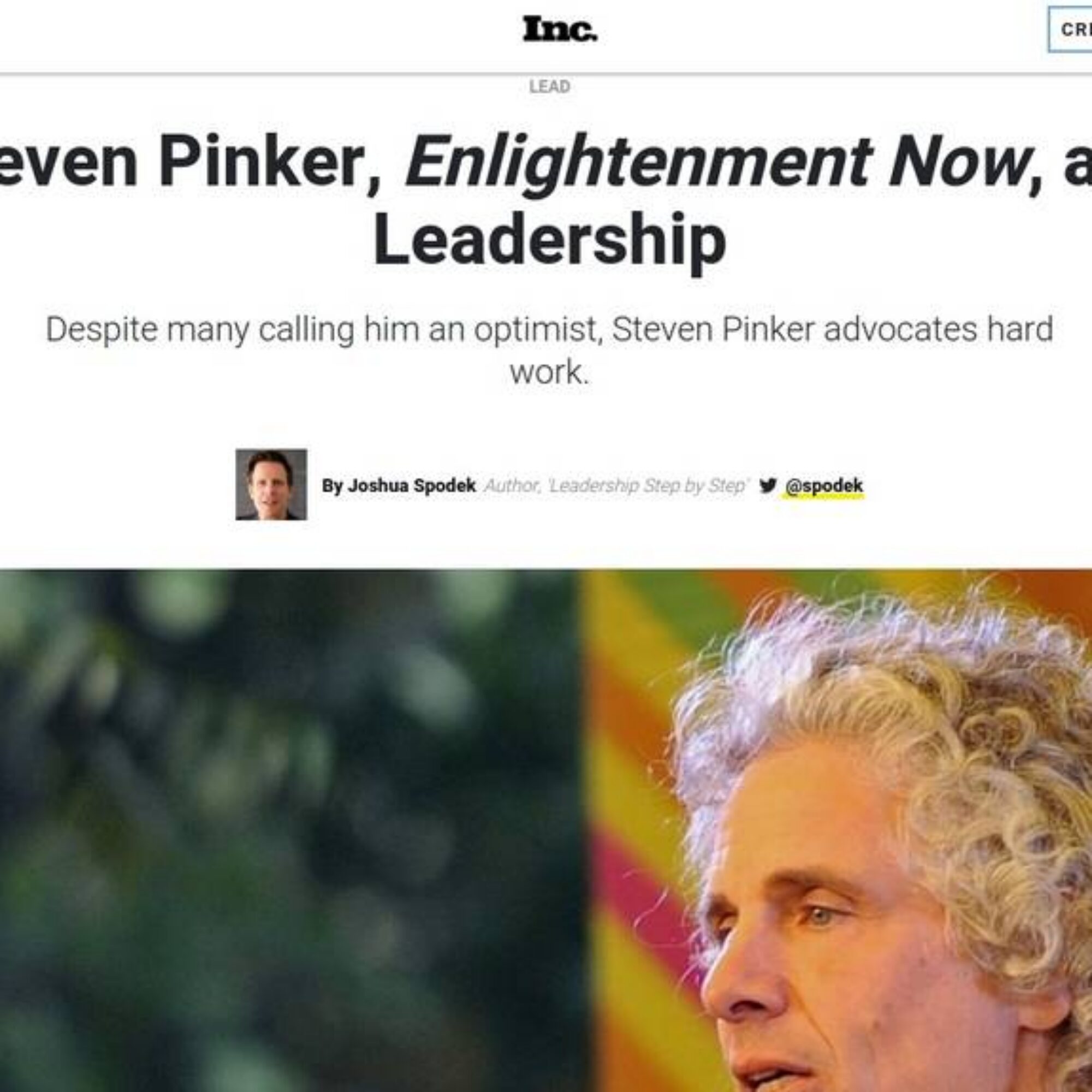 Steven Pinker, Enlightenment Now, and Leadership
