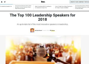 Kevin Kruse's annual top 100 leadership speakers in Inc