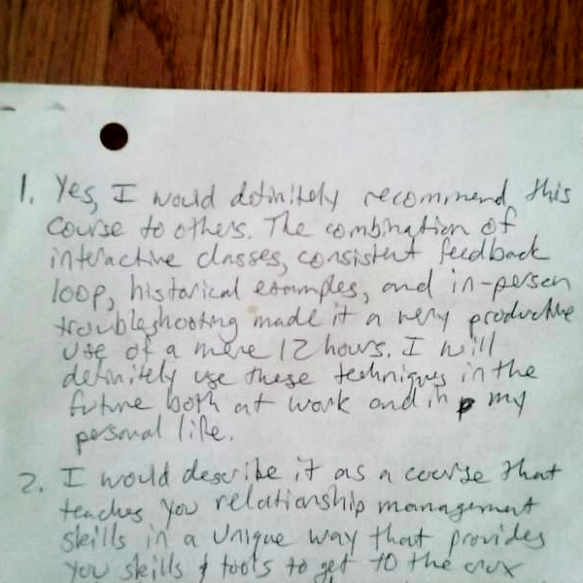 Student reviews of my leadership course, summer 2018