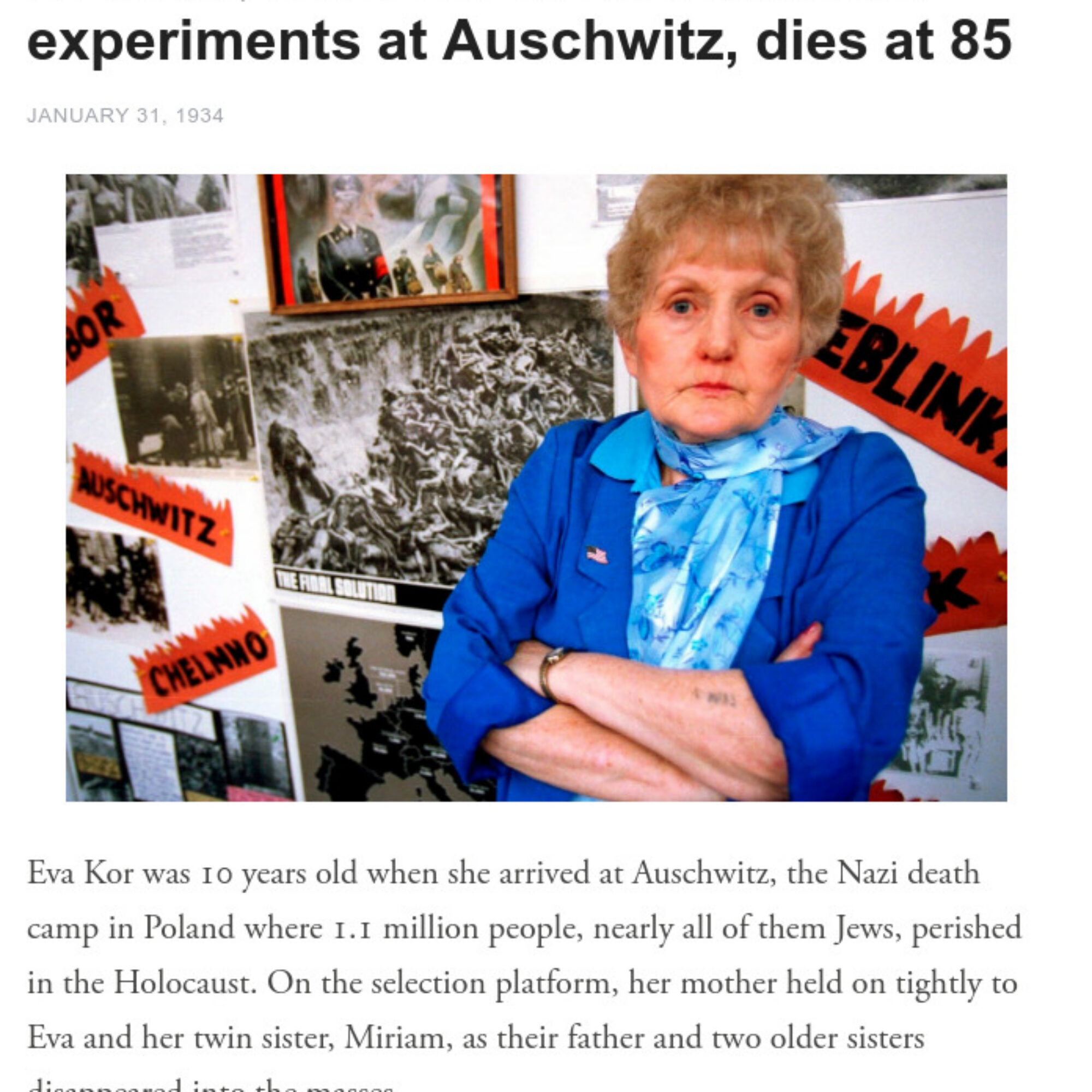 R.I.P. Eva Kor, who expanded compassion, empathy, and forgiveness