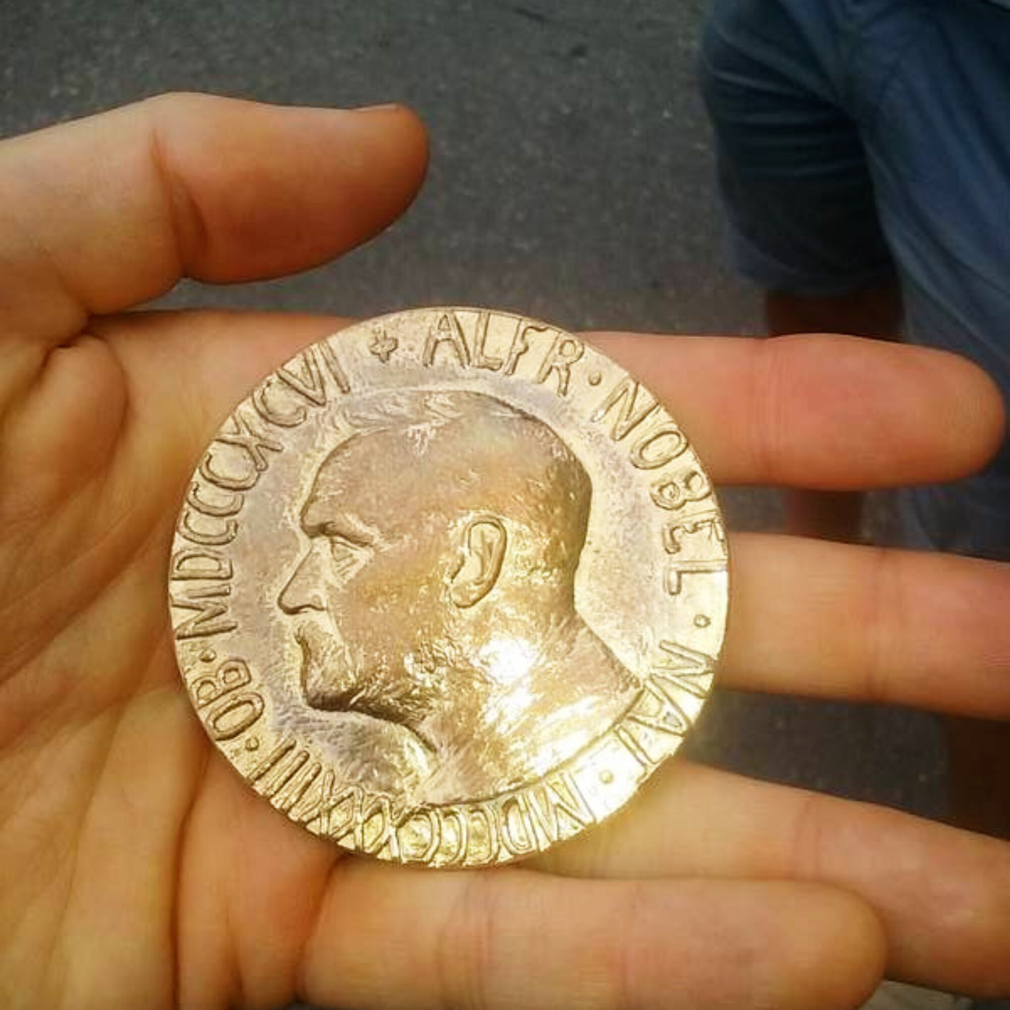 My first time holding a Nobel Prize