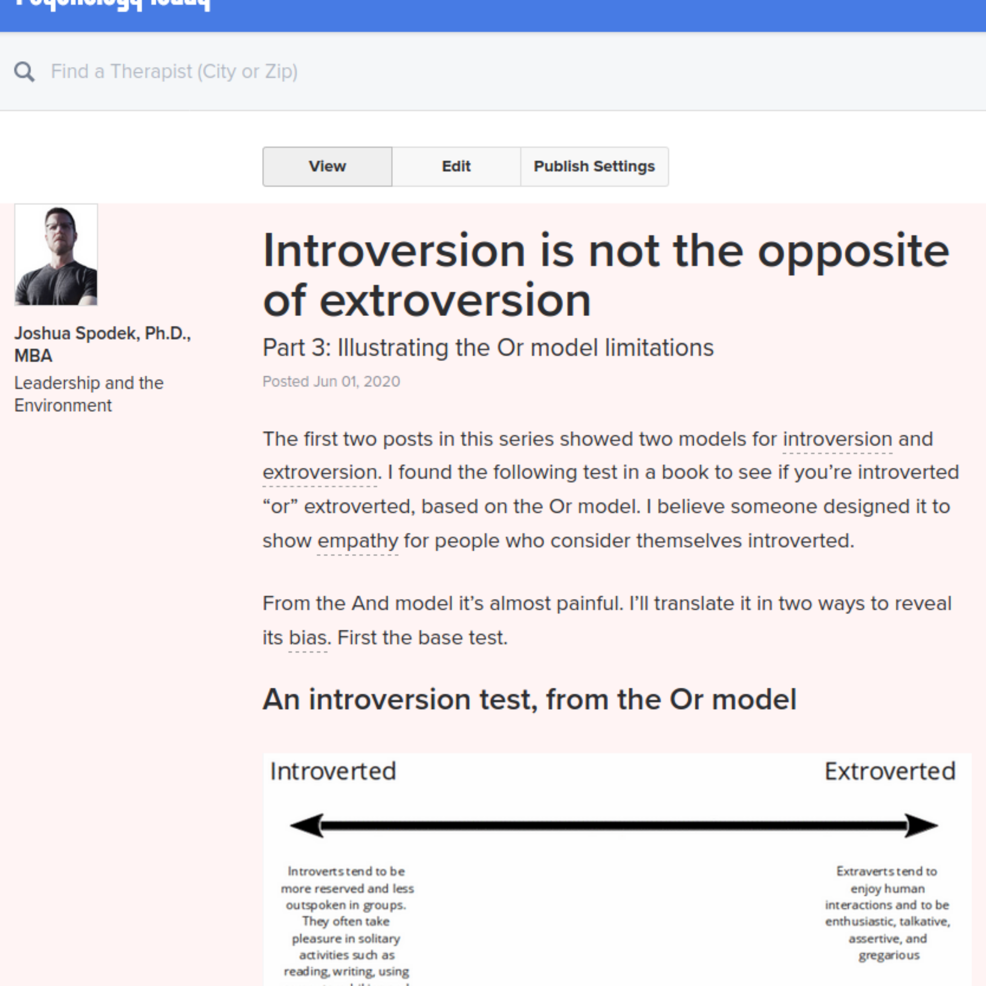 Psychology Today: Introversion is not the opposite of extroversion, part 2