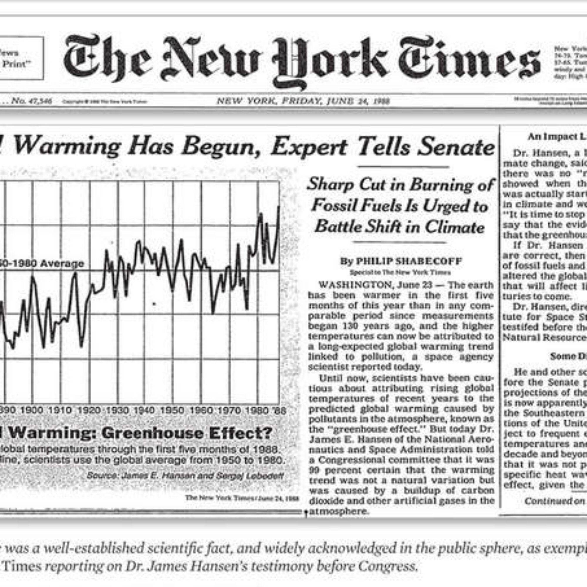35 Years Ago Today: Global Warming was front page news on the New York Times. Maybe Exxon knew. From then on, YOU DID TOO.