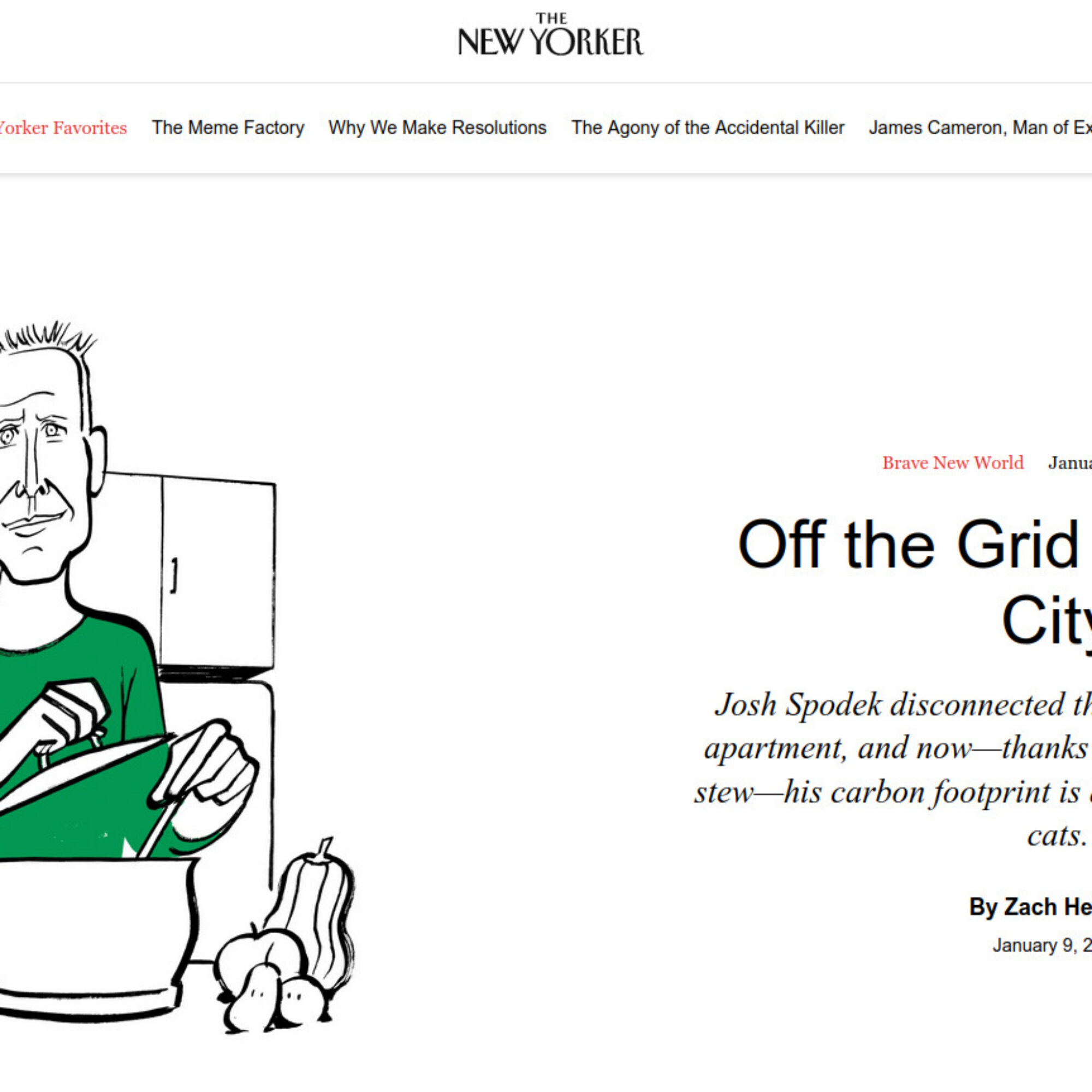 The New Yorker profiled my living off the grid