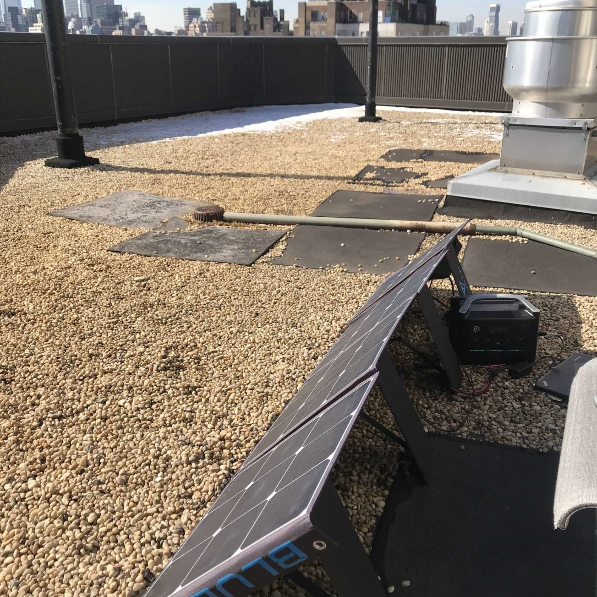 Charging on the roof with snow