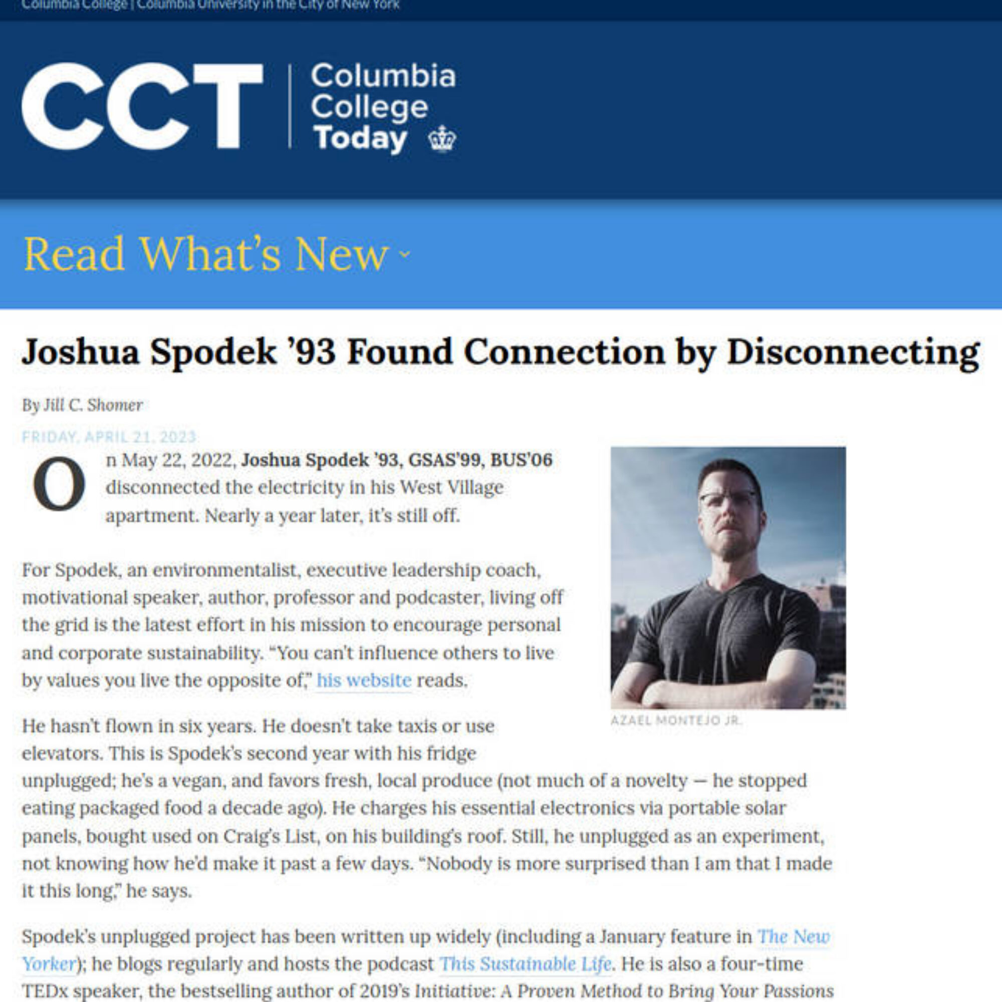 Profiled for Earth Day by my school: Columbia College Today