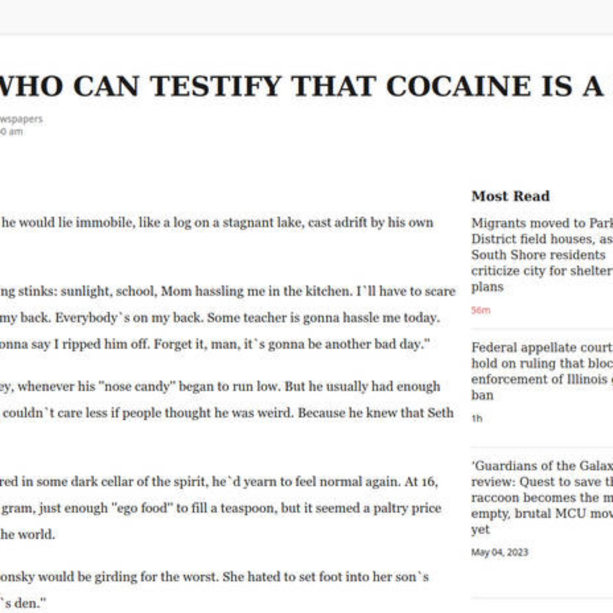 Our World: The first I learned of addiction affecting friends of the family, Cocaine, 1985