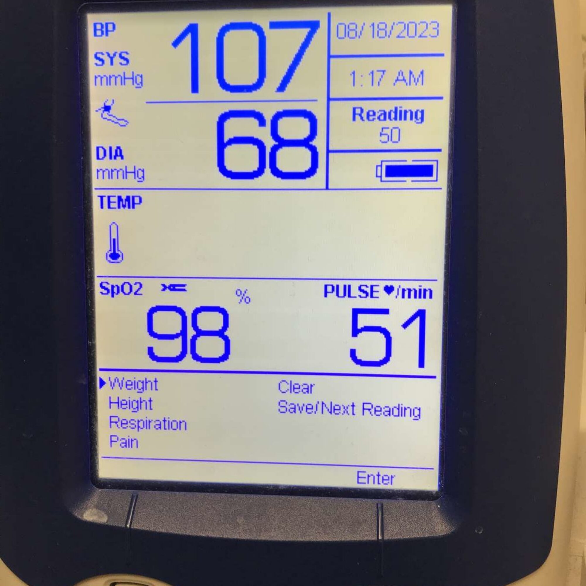 Blood pressure normal, pulse: 51 bpm. Old man still got it.