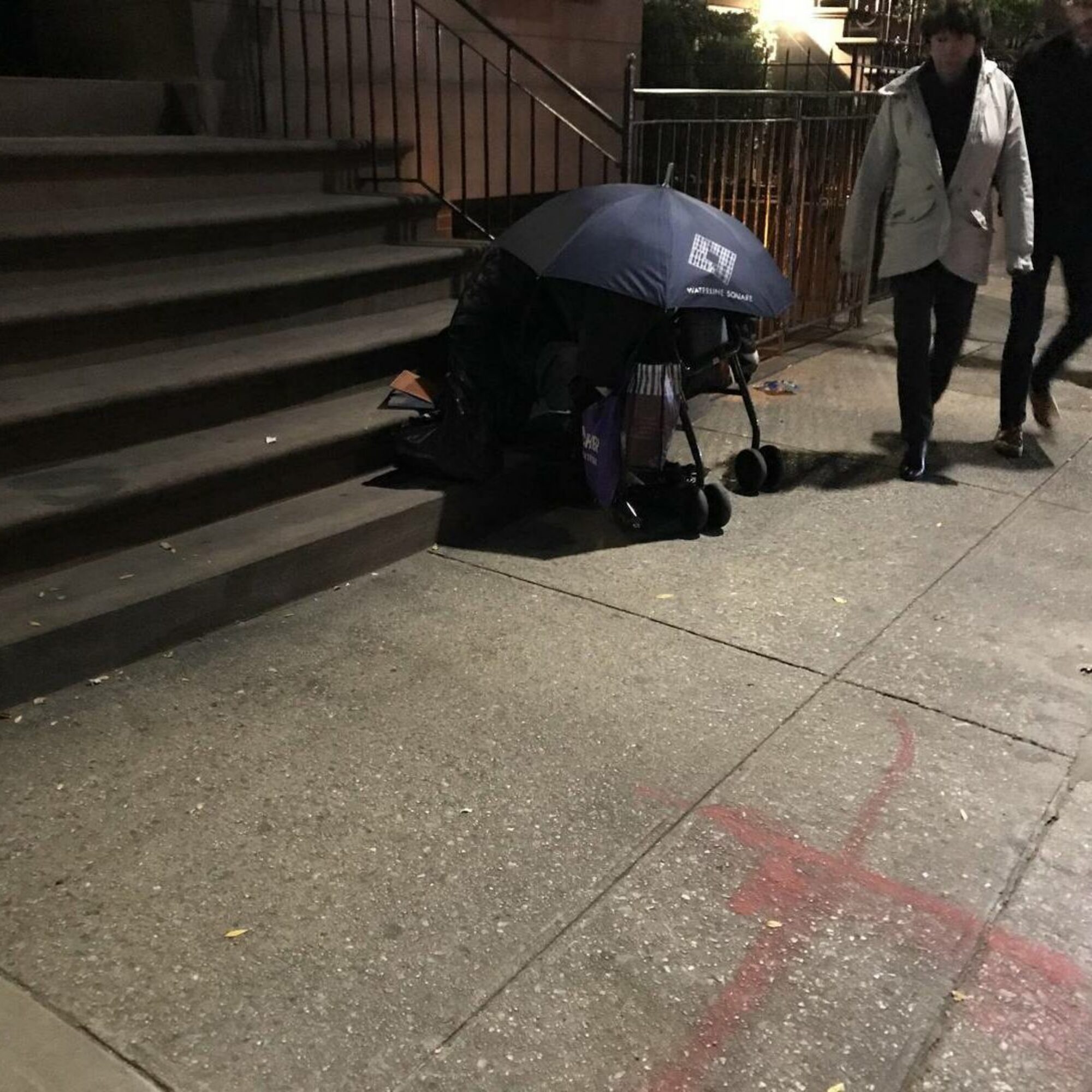 A person injecting right there on the sidewalk