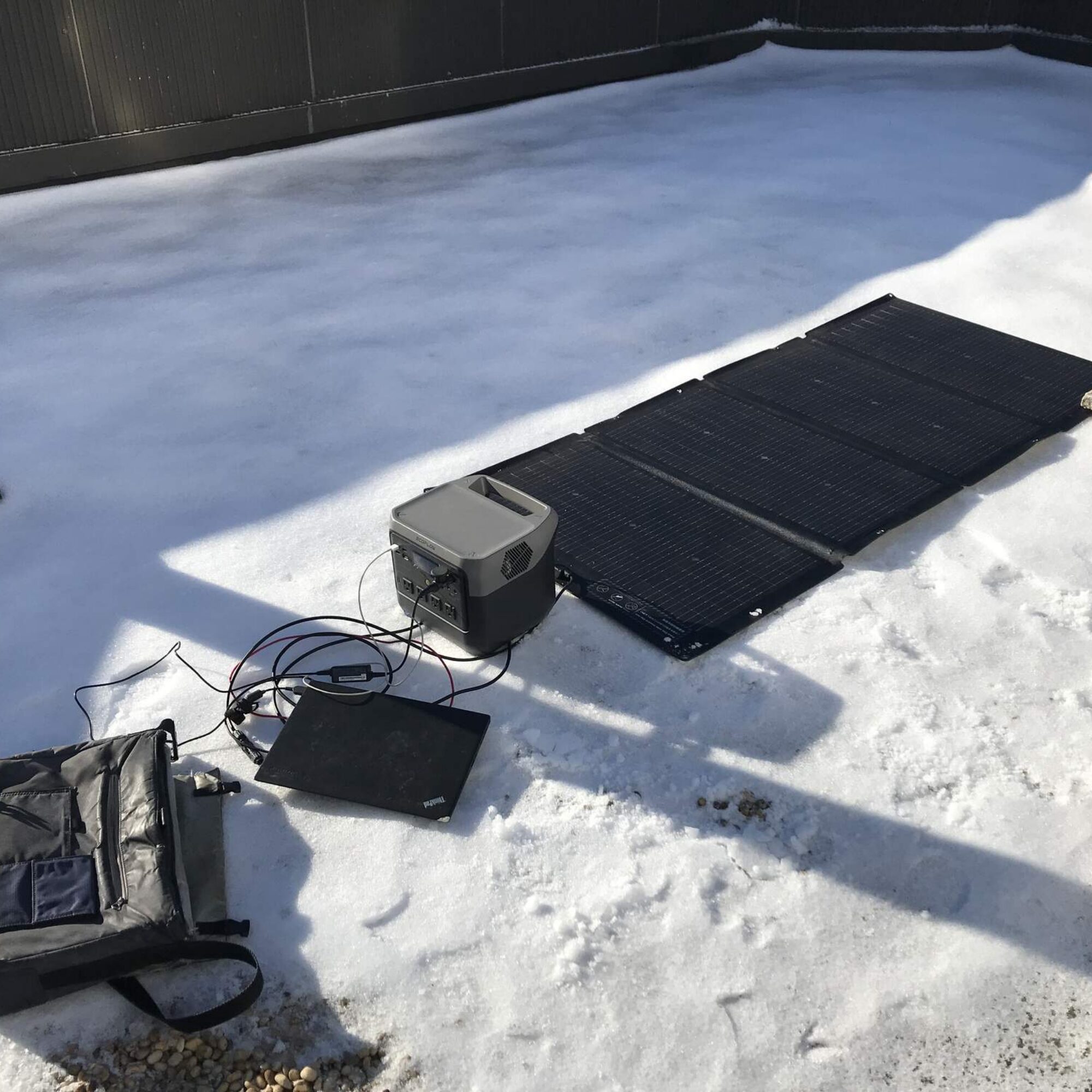 Charging on the roof in the snow