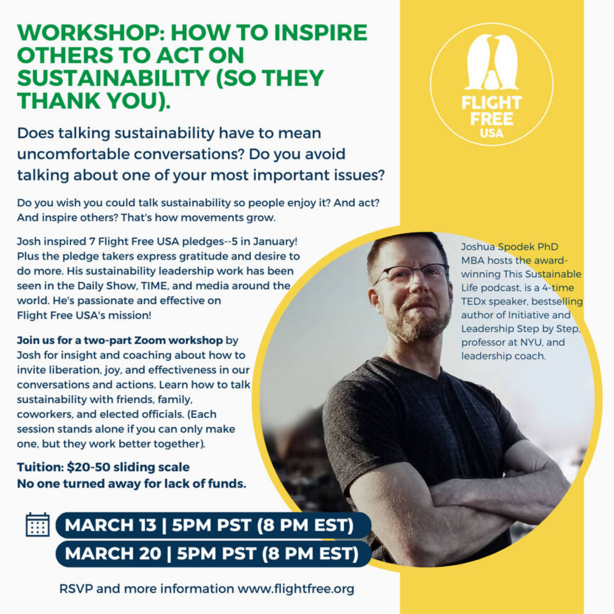 Attend Flight Free USA’s workshop with me! (March 13 and 20)