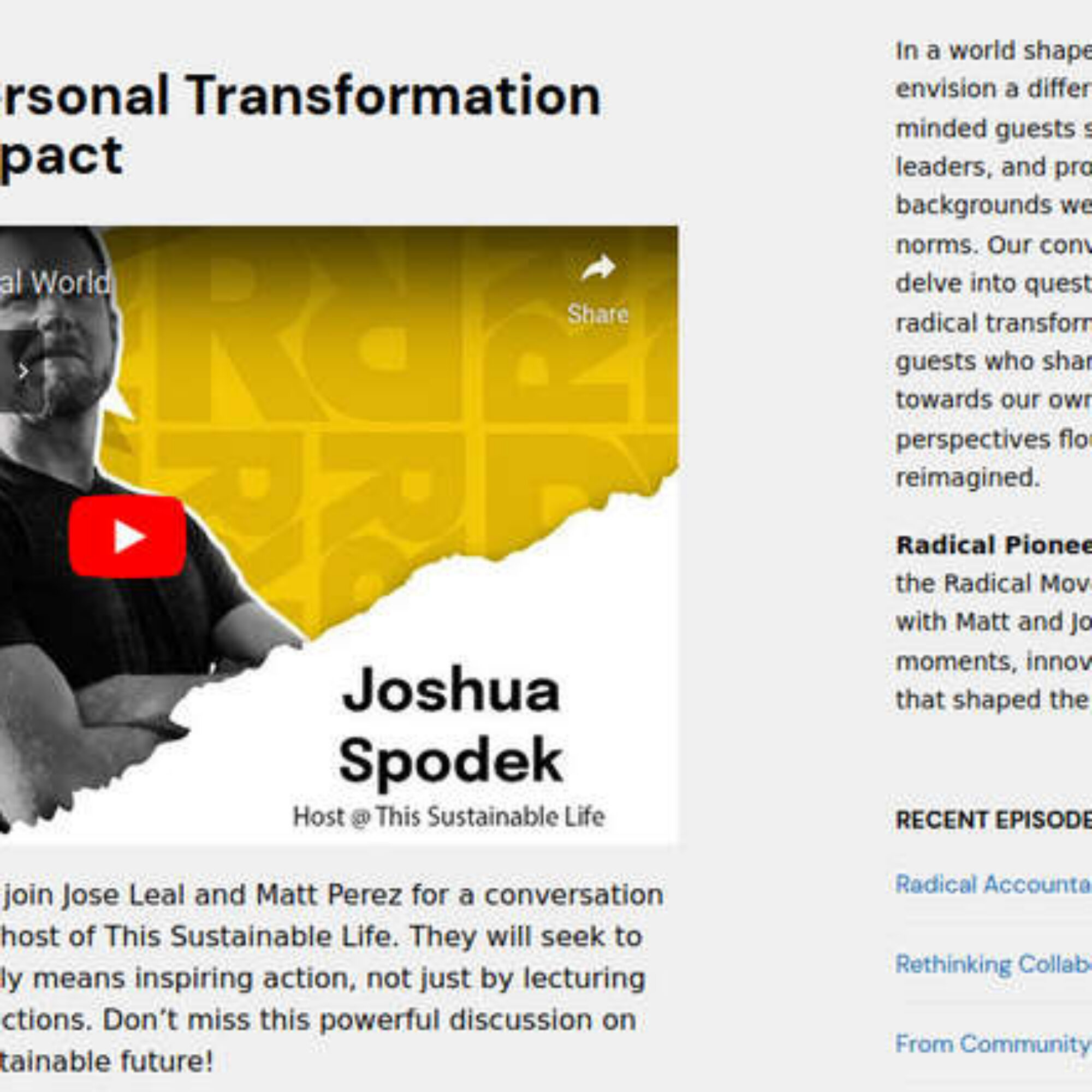 See me on the Radical World podcast: “The Power of Personal Transformation for Systemic Impact”