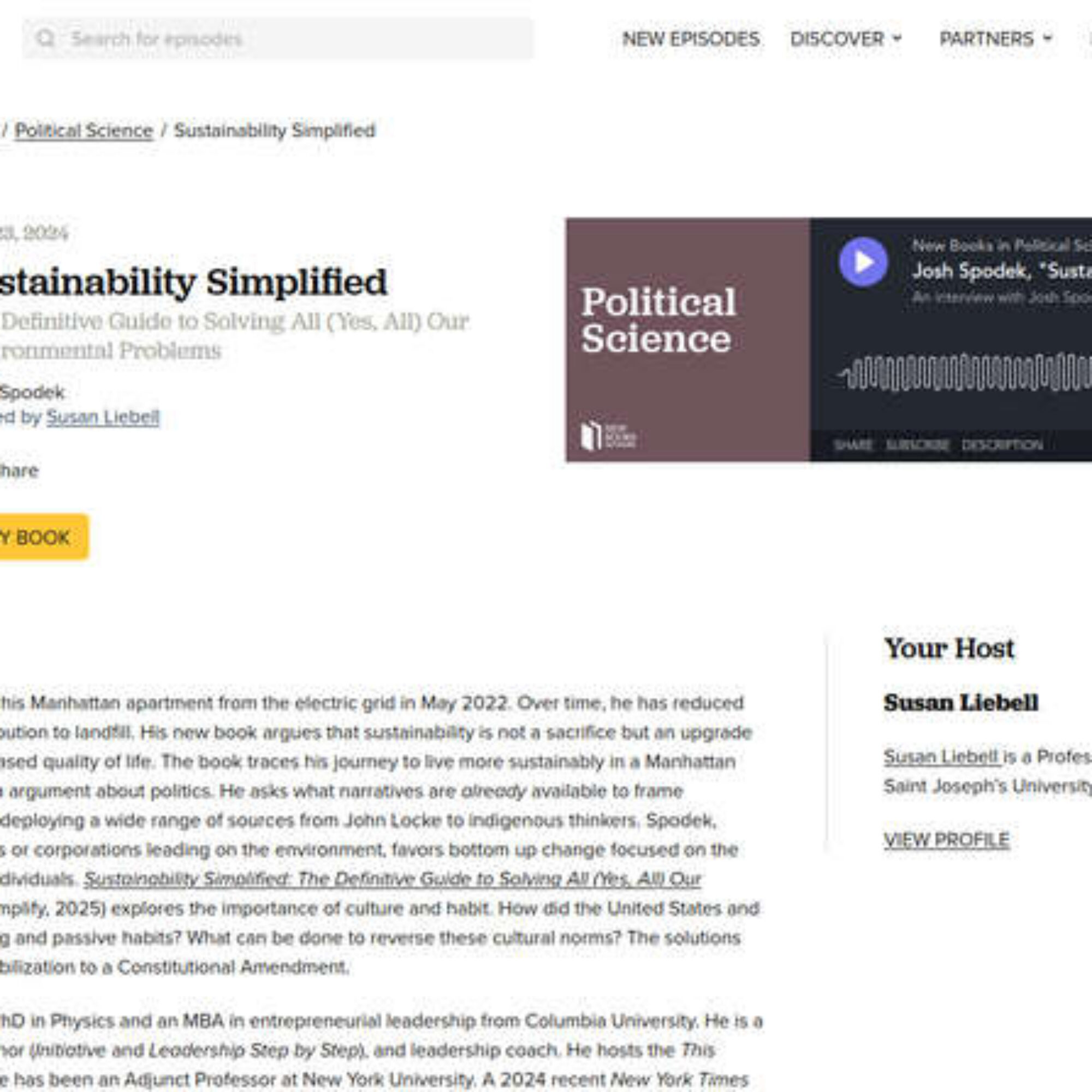 Hear me on the New Books Network podcast on Sustainability Simplified